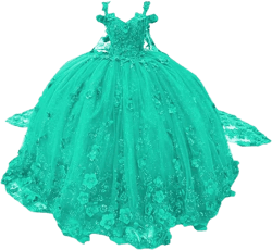 Dydsz Women's Off Shoulder Floral Quinceanera Dresses with Cape Sweet 16 Prom Party Ball Gown 20 Turquoise