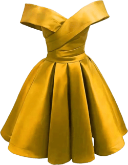 Dydsz Women's Off Shoulder Satin Prom Dress Short Homecoming Dresses Bridesmaid Gown 24 Gold