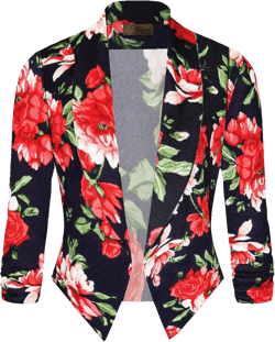 Hybrid & Company Women's Casual Work Office Blazer Jacket Open Front Shawl with 3/4 Scrunch Sleeves 1X 10963-black/Mult