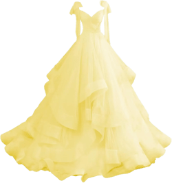 CWOAPO Layered Ruffles Tulle Prom Dresses Spaghetti Strap Ball Gowns Long Elegant V Neck Bow Formal Evening Dress 2025 14 Yellow