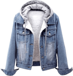 Womens Winter Jacket Detachable Hoodie Sherpa Fur Fleece Lined Denim Jean Warm Trucker Jackets Coat with Pockets X-Large Blue