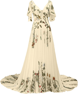 Floral Embroidered Wedding Dresses for Women Bride 2025 Long Chiffon Cap Sleeve Plunging V Neck A Line Bridal Gown 8 Champagne