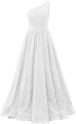 Changuan One Shoulder Sequin Prom Dresses for Women 2025 Long Sparkly Ball Gowns Formal Dress A Line Evening Party Gowns 6 White