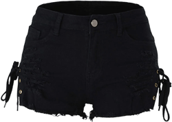 Denim Shorts Hot Shorts for Women Frayed Raw Hem Ripped Shorts Bandage Denim Short Jeans