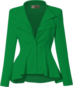 Hybrid & Company Women's Casual Work Office Dressy Double Lapel Single Button Peplum Comfortable Blazer