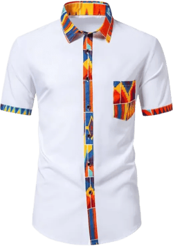Mens African Short Sleeve Shirt Fashion Printed Patchwork Button up Dashiki Shirt Casual Slim Fit T Shirt Medium A-white