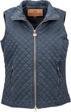Outback Trading Company Women's Brisbane 29659 Western Outdoor Water-Resistant 2-Way Zipper Insulated Quilted Vest w/Pockets Large Navy