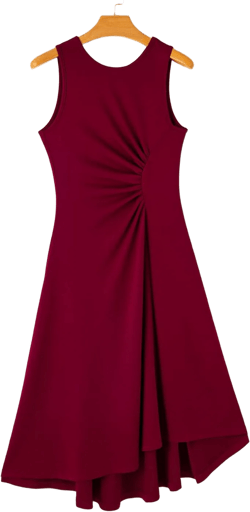Happy Sailed Women's Summer Dresses Sleeveless Ruched Waist A Line High Low Midi Cocktail Dress(Waist Tight,Please Size Up)