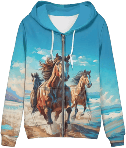 Upetstory Womens Zip Up Hoodie Jacket Fashion Sweatshirts Small Horse 2