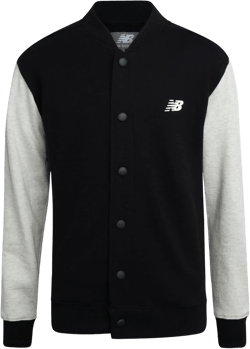 New Balance Boys' Bomber Jacket - Soft Cotton Blend Fleece Varsity Bomber - Casual Outdoor Jacket for Boys (8-20) Oatmeal Black 14-16