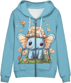 Upetstory Womens Zip Up Hoodie Jacket Fashion Sweatshirts 3X-Large Mushroom Elephant