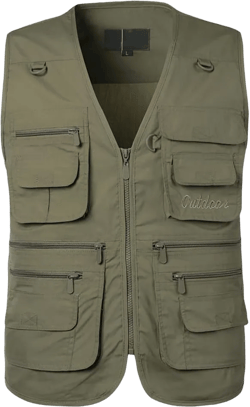 PASOK Men's Work Fishing Vests Lightweight Safari Travel Hunting Waistcoat With Multi-Pockets Large Color 4