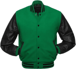 Men's Classic Varsity Letterman Jackets Genuine Leather Sleeve | Wool Blend Baseball College Jacket Medium Black Green