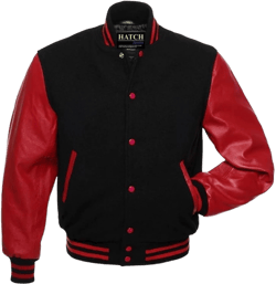 Men's Classic Varsity Letterman Jackets Genuine Leather Sleeve | Wool Blend Baseball College Jacket Medium Black Red