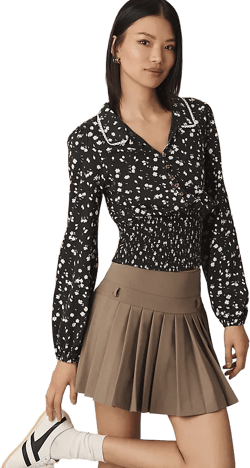 Maeve Smocked Buttondown Top