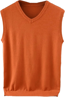 Jegsnoe Men Wool Sleeveless Sweater Spring Autumn Knitted V Neck Sweater Vest 4X-Large Orange