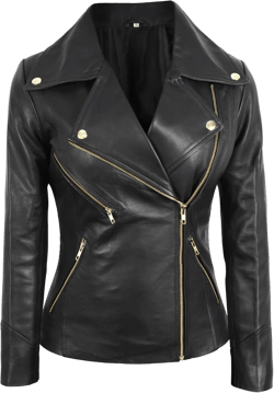 Black Leather Jacket Women - Motorcycle Real Lambskin Lightweight Biker Style Leather Jacket Women X-Small Negn Jacket Gold Zip - Black