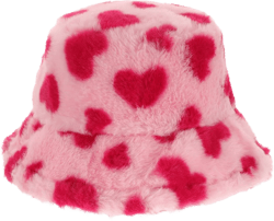 VALICLUD Love Fisherman Hat Fisherman Hat for Teens Fuzzy Bucket Hat Warm Bucket Hat Fur Bucket Hat Fisherman Hat for Girls Skiing Hat Crochet Bucket Hat Fluffy Women's Flannel Thermal Hat 30X18CM Rosy