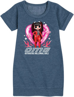 Girls' LOL Surprise! Spicy Babe Graphic Short Sleeve Fleece Dress - Heather Navy - Small
