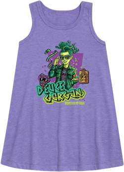Girls' Monster High Deuce Gorgon Graphic Sleeveless Aline Dress - Purple - Large