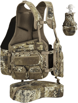 TIDEWE Turkey Vest with Seat Cushion, Turkey Hunting Vest with Game Pouch，Hunting Clothes for Men Women Adjustable
