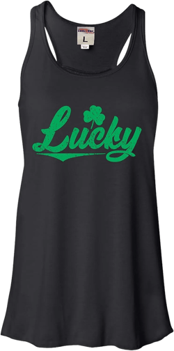 Go All Out Womens Lucky Shamrock St. Patrick's Day Sleeveless Tank Top T-Shirt Medium Black