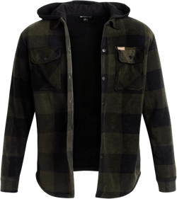 Matix Men's Plaid Button Down Shirt - Cozy Cotton Fleece Lined Flannel Shirt Jacket With Hood