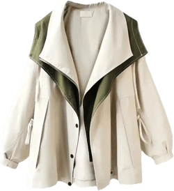 REHJJDFD Women's Loose Hooded Trench Coats Patchwork Big Size Jackets Casual Windbreaker Large White