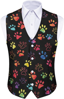 Men's Casual Dress Suit Vest with Buttons Slim Fit Business Formal Waistcoat Vests Large Black Paw
