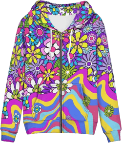 Lightweight Zip-Up Hoodie for Women with Drawstring Hood Long Sleeve Full Zipper Sweatshirts 5X-Large Colorful Floral