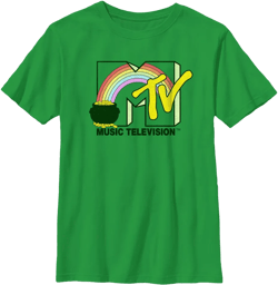 Boy's MTV St. Patrick's Day Pot of Gold Logo  T-Shirt - Kelly Green - Medium