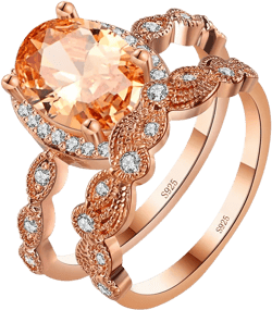 Amara Wedding Ring Set for Women Sterling Silver Cz Engagement Ring Wedding Band Ginger Lyne Collection (Rose Gold, 6)