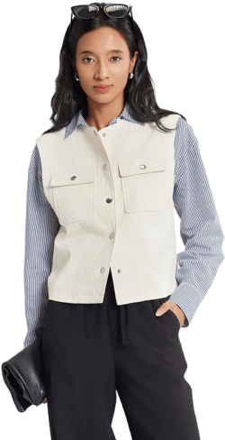 Women&#39;s Textured Vest with Pocket - A New Day&#8482; Cream L