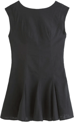 Linen-Blend Godet Mini Dress