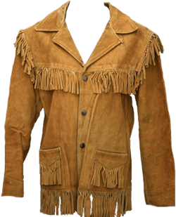 Classyak Western Style Leather Jacket, Fringes on Sleves, Front & Back, Xs-5xl Large Cowsuede - Tan