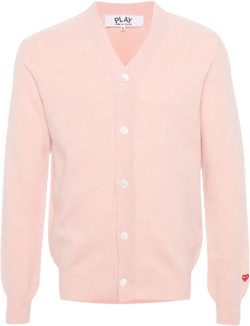 Heart Logo-patch Wool Cardigan In Light Pink