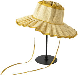 Women's Wide-Brimmed Straw Hat Summer Pleated Hat Outdoor Beach Sun Hat Foldable Party Wedding Hat One Size Beige and Yellow