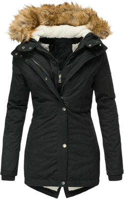Kubbon Women's Winter Coat Thicken Warm Fleece Military Parka Jacket Lightweight Anoraks Hooded Jacket Coats with Fur Hood
