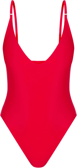 Red Low Scoop Basic Swimsuit