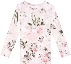 Girls Vintage Pink Rose Classic Pajama Set - Posh Peanut
