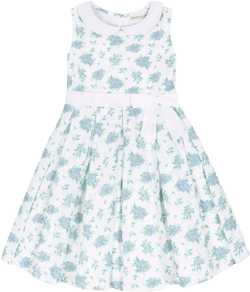 Hope & Henry Heirloom Girls' Linen Sleeveless Peter Pan Collar Tea Dress with Waist Sash, Coastal Cottage Floral, 7