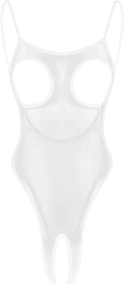 Sexy Women's Sheer Mesh Backless High Cut Thong Leotard Bodysuit Chemise One Piece Swimsuits Crotchless White One Size