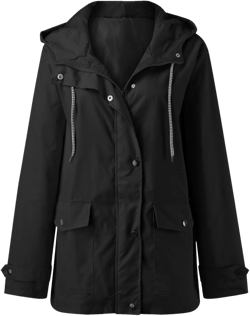 Rain Jacket Women Windbreaker Jacket Women Hiking Clothes for Women Waterproof Jackets for Women With Hood Medium Black