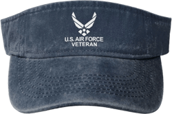 Air Force Veteran Sun Sports Visor Hat Adjustable Cap for Women and Men Black Navy Blue One Size