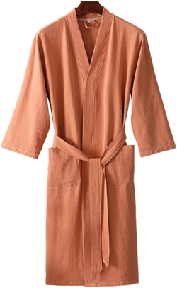 Linen Lightweight Women's Medium Length Kimono Bathrobe, Soft with Pockets Long Sleeved Hanfu Pajamas Cotton Robe