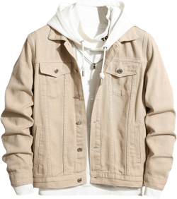 SOLY HUX Men's Button Front Denim Jacket Collared Long Sleeve Casual Jean Jackets with Pockets X-Large Solid Khaki