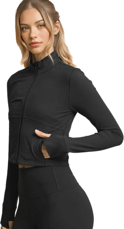 Love Tree Women's Active Workout Cropped Slim-Fit Yoga Athletic Jacket Medium Black