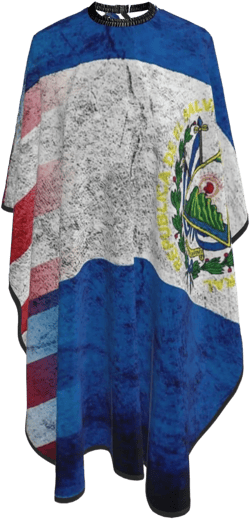 Large Long Professional Barber Cape for Men Women, Waterproof Salon Cape Hairdresser Apron American USA Flag El Salvador Grunge Flag Hair Cutting Salon Cape Gown for Hairstylists Hair Color