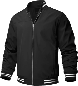 TLZC Men's Casual Varsity Jacket Fashion Windbreaker Lightweight Bomber Jacket XX-Large Black