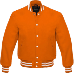 Men's Classic Multiy Wool Varsity Letterman Bomber Baseball Style Premium Winter Jacket Large Orange